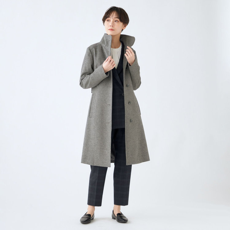 シルバーライン 【SL】ウールスタンドカラーベルテッドコート/グレー グレー中間