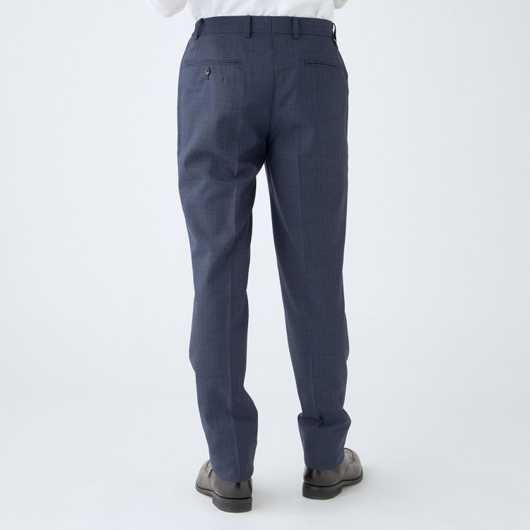 シルバーライン 【発送在庫あり】【CLASSICO TAPERED】【年間】スペアパンツ付き/2釦シングルスーツ 1タック/ネイビー×ストライプ/ウエストシャーリング仕様/ウォッシャブル/※裾上げ必要 青中間