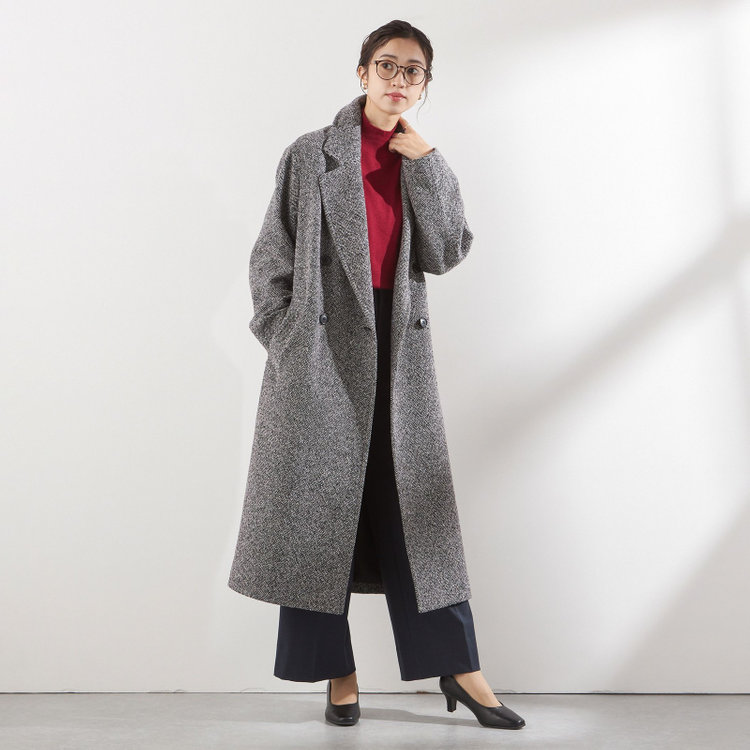 ダブルブレストロングチェスターコート/グレー