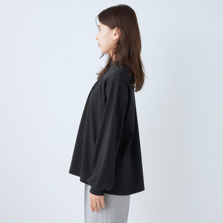 SUIT SELECT　アウトレット 【WEB限定/OUTLET/汚れ・キズ等有】 【SL/長袖】モックネック/バルーン袖/ブラック/「2WAYストレッチ」「ウォッシャブル可能」「汗じみ軽減」 黒