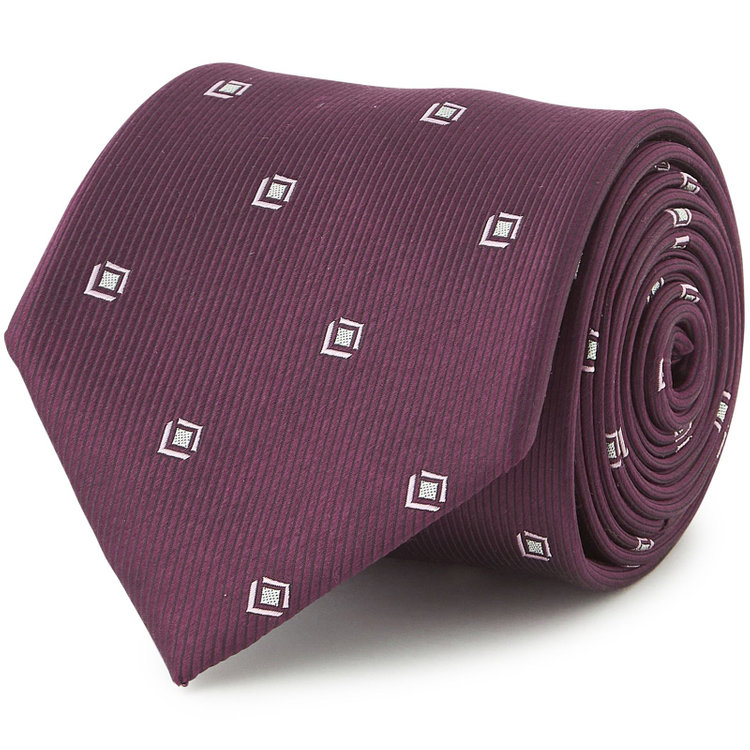 ブラックライン 【BLACK LINE】シルクブレンド小紋ネクタイ 7.5cm幅/ワイン×ピンク その他