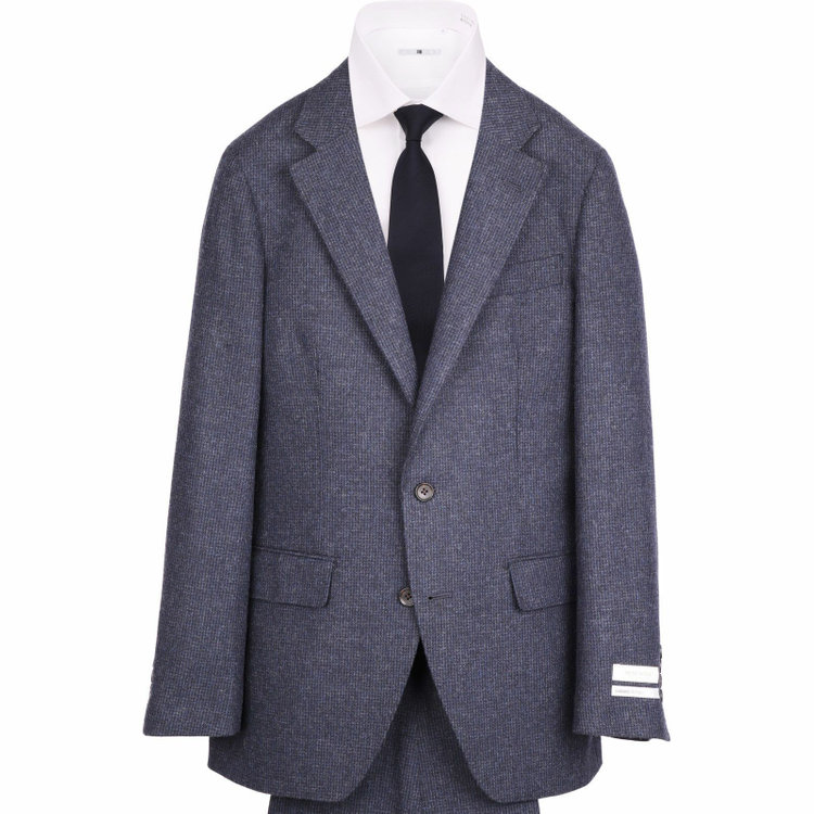 スーツセレクト 【CLASSICO TAPERED】【秋冬】2釦シングルスーツ 1タック/ネイビー×ハウンドトゥース/RE:NEWOOL ネイビー系(紺)