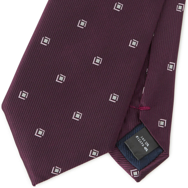 ブラックライン 【BLACK LINE】シルクブレンド小紋ネクタイ 7.5cm幅/ワイン×ピンク その他