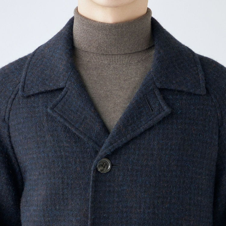 シルバーライン 【SL】ウールシングルラグランバックベルトコート/ネイビー/VALLEY MILLS BY MALLALIEUS fabric made in england 青濃色