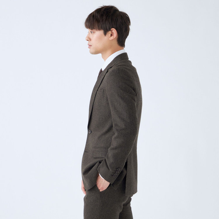 シルバーライン 【CLASSICO TAPERED】【秋冬】2釦シングルスーツ 1タック/カーキ/RE:NEWOOL/※裾上げ必要 黄淡色