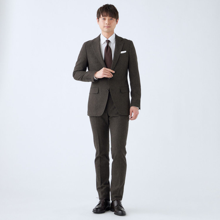 シルバーライン 【CLASSICO TAPERED】【秋冬】2釦シングルスーツ 1タック/カーキ/RE:NEWOOL/※裾上げ必要 黄淡色