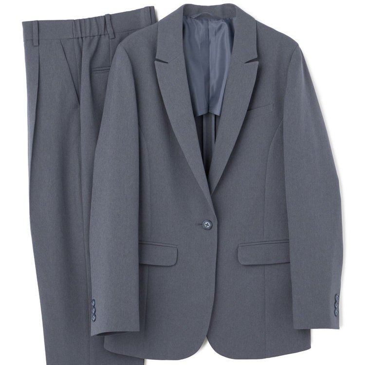 シルバーライン 【SILVER LINE】【年間】1釦シングルパンツスーツ/ネイビー/ウォッシャブル/ウエストシャーリング/4S SUSTAINABILITY&ECOLOGY FABRIC/※パンツ裾上げ済仕様 紺中間