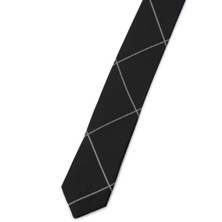 シルバーライン 【SILVER LINE】シルクチェックネクタイ 8.5cm幅/ブラック/JAPAN MADE その他