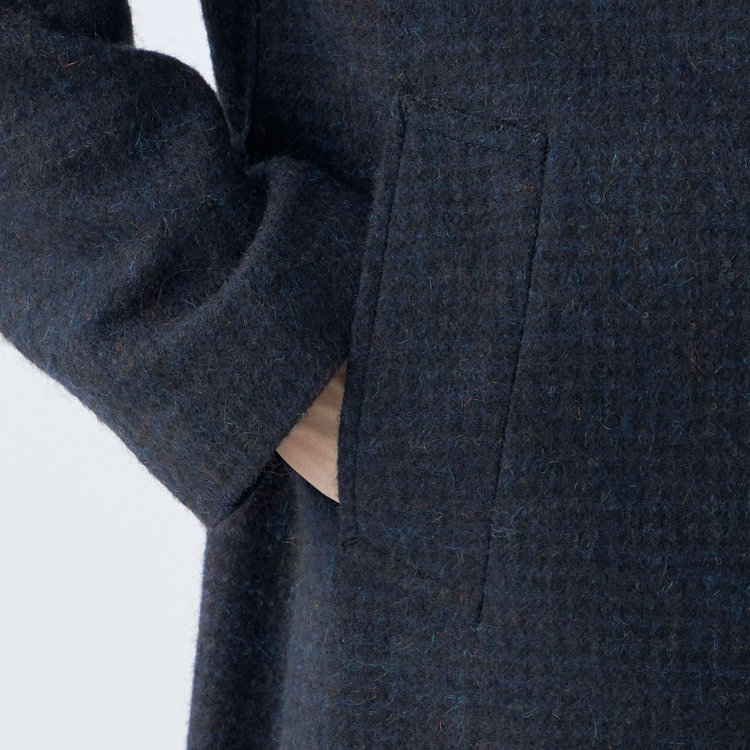 シルバーライン 【SL】ウールシングルラグランバックベルトコート/ネイビー/VALLEY MILLS BY MALLALIEUS fabric made in england 青濃色