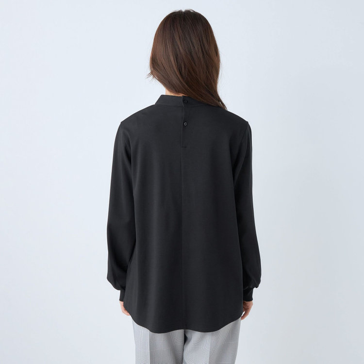 SUIT SELECT　アウトレット 【WEB限定/OUTLET/汚れ・キズ等有】 【SL/長袖】モックネック/バルーン袖/ブラック/「2WAYストレッチ」「ウォッシャブル可能」「汗じみ軽減」 黒