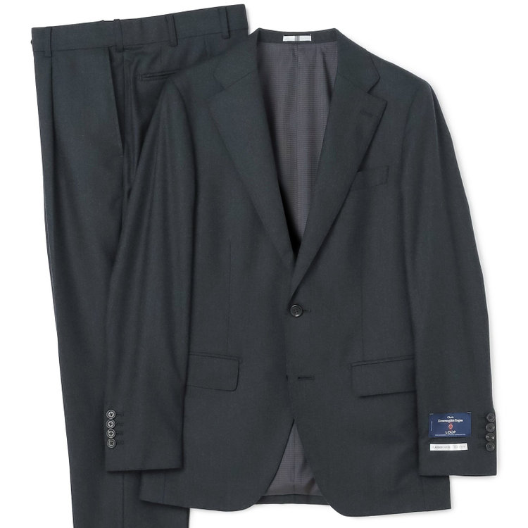 シルバーライン 【発送在庫あり】【CLASSICO TAPERED】【秋冬】2釦シングルスーツ 1タック/グリーン/Ermenegildo Zegna LOOP woven in italy/※裾上げ必要 緑濃色