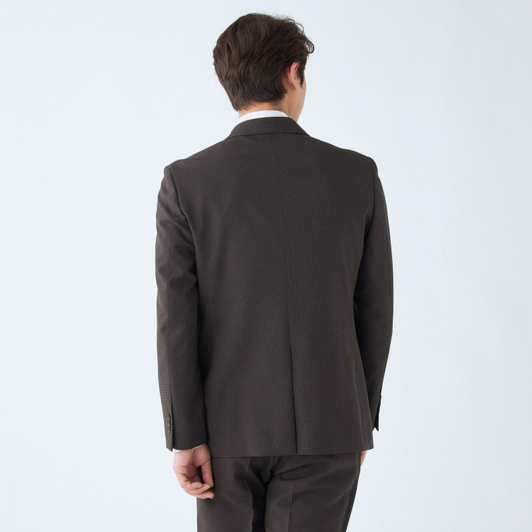 ブラックライン 【SLIM TAPERED_2】【春夏】2釦シングルスーツ 0タック/ブラウン&ブラック×ハウンドトゥース/ウエストシャーリング/4S SUSTAINABILITY&ECOLOGY FABRIC/※パンツ裾上げ済仕様 茶濃色