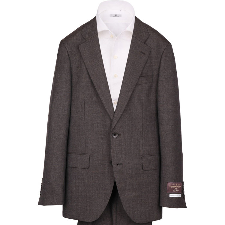 スーツセレクト 【発送在庫あり】【CLASSICO TAPERED】【春夏】2釦シングルスーツ 1タック/ダークブラウン/CANONICO 1663 fabric made in italy ブラウン系(茶)