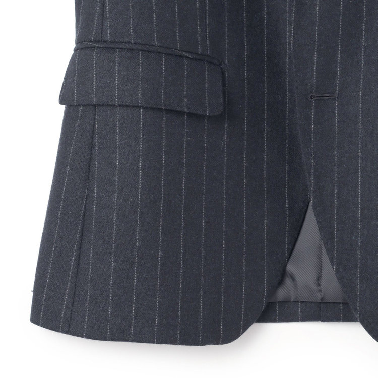 シルバーライン 【発送在庫あり】【CLASSICO TAPERED】【秋冬】2釦シングルスーツ 1タック/ネイビーストライプ/RE:NEWOOL/※裾上げ必要 紺中間