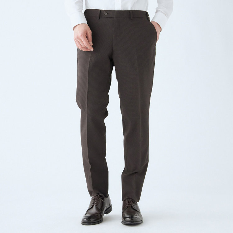 ブラックライン 【SLIM TAPERED_2】【春夏】2釦シングルスーツ 0タック/ブラウン&ブラック×ハウンドトゥース/ウエストシャーリング/4S SUSTAINABILITY&ECOLOGY FABRIC/※パンツ裾上げ済仕様 茶濃色