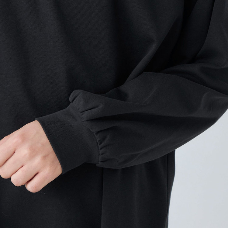 SUIT SELECT　アウトレット 【WEB限定/OUTLET/汚れ・キズ等有】 【SL/長袖】モックネック/バルーン袖/ブラック/「2WAYストレッチ」「ウォッシャブル可能」「汗じみ軽減」 黒