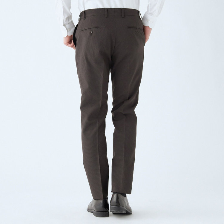 ブラックライン 【SLIM TAPERED_2】【春夏】2釦シングルスーツ 0タック/ブラウン&ブラック×ハウンドトゥース/ウエストシャーリング/4S SUSTAINABILITY&ECOLOGY FABRIC/※パンツ裾上げ済仕様 茶濃色