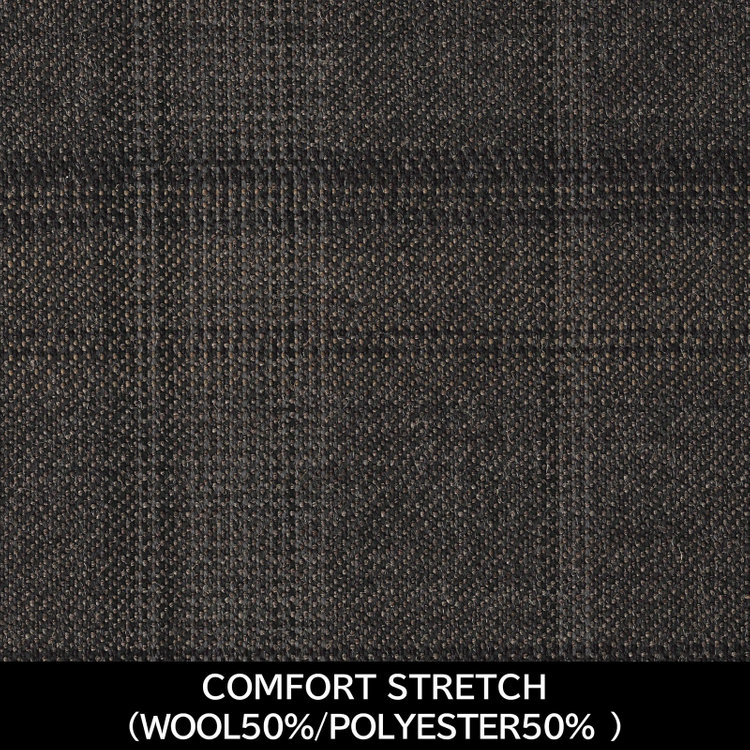 スーツセレクト 【国内縫製】【MEN'S】【パターンオーダー】【SLIM TAPERED】【秋冬】スーツ/グレーブラウン×チェック/COMFORT STRETCH (WOOL50%/POLYESTER50%) ブラウン系(茶)