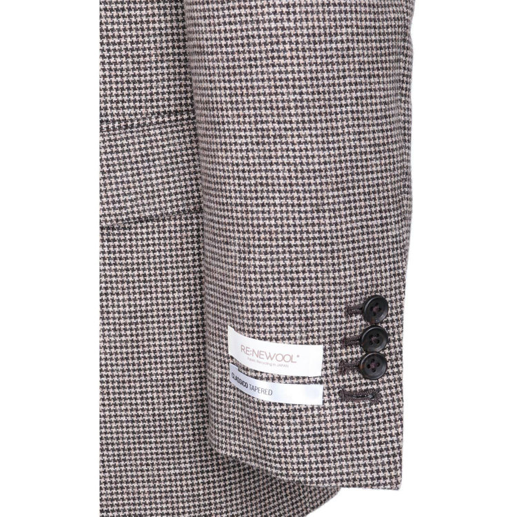 スーツセレクト 【発送在庫あり】【CLASSICO TAPERED】【秋冬】2釦シングルスーツ 1タック/ブラウン×ハウンドトゥース/RE:NEWOOL ブラウン系(茶)