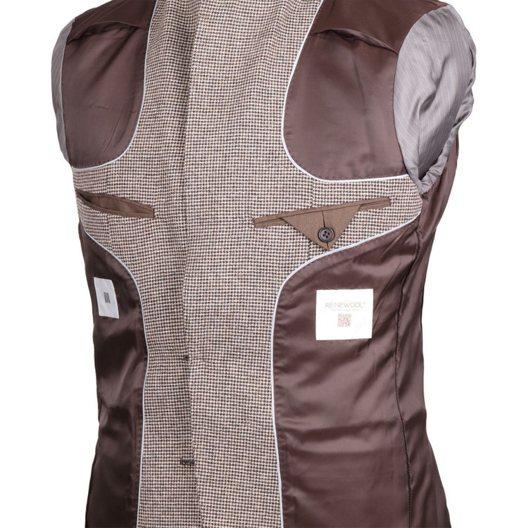 スーツセレクト 【発送在庫あり】【CLASSICO TAPERED】【秋冬】2釦シングルスーツ 1タック/ブラウン×ハウンドトゥース/RE:NEWOOL ブラウン系(茶)