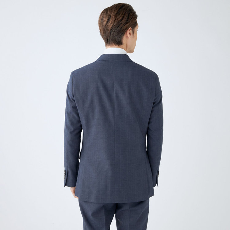 シルバーライン 【発送在庫あり】【CLASSICO TAPERED】【年間】スペアパンツ付き/2釦シングルスーツ 1タック/ネイビー×ストライプ/ウエストシャーリング仕様/ウォッシャブル/※裾上げ必要 青中間