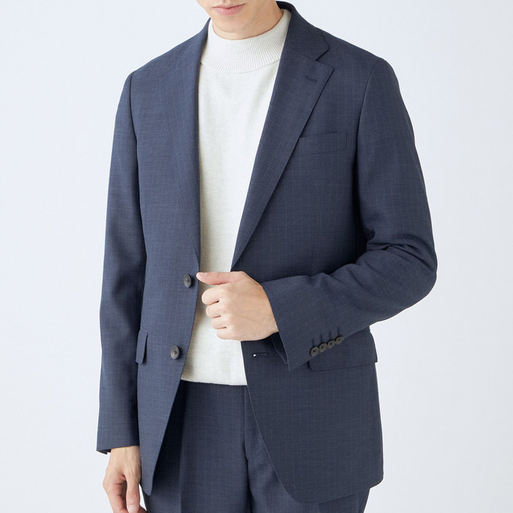 シルバーライン 【発送在庫あり】【CLASSICO TAPERED】【年間】スペアパンツ付き/2釦シングルスーツ 1タック/ネイビー×ストライプ/ウエストシャーリング仕様/ウォッシャブル/※裾上げ必要 青中間