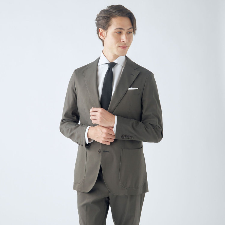 シルバーライン 【CLASSICO TAPERED】【春夏】テンセルブレンド2釦シングルジャケット/カーキ/パッチポケット/ICE EFFECT 黄淡色