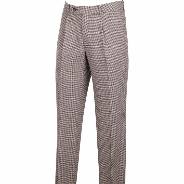 スーツセレクト 【発送在庫あり】【CLASSICO TAPERED】【秋冬】2釦シングルスーツ 1タック/ブラウン×ハウンドトゥース/RE:NEWOOL ブラウン系(茶)