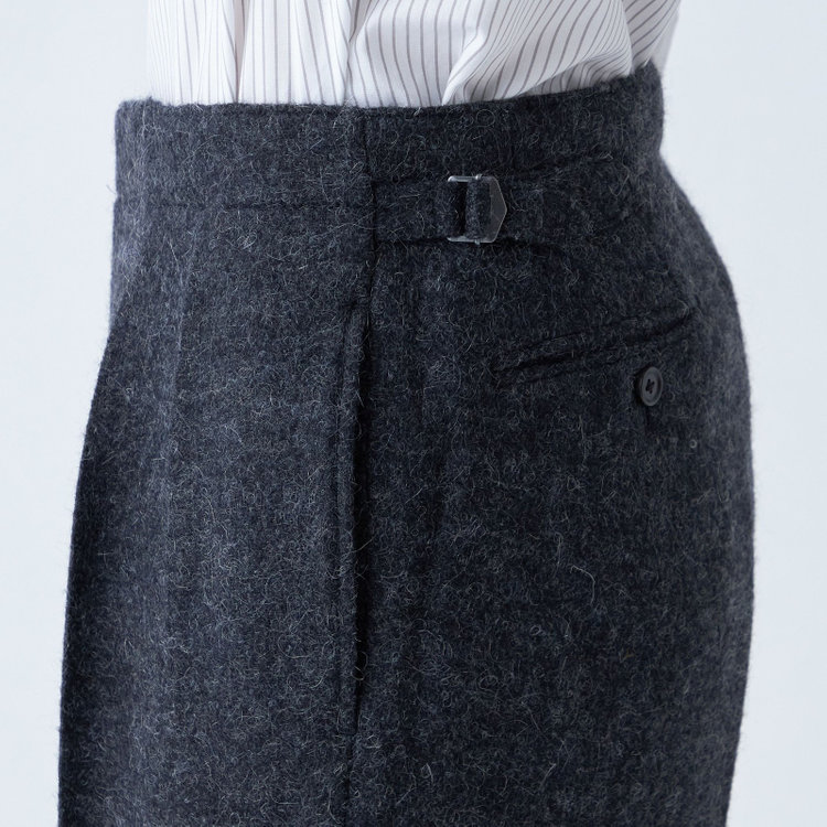 シルバーライン 【発送在庫あり】【Just Loose】【秋冬】ウールブレンドパンツ 2タック/グレー+ツイード/MALLALIEUS 1863 woven in england/※裾上げ必要 グレー濃色