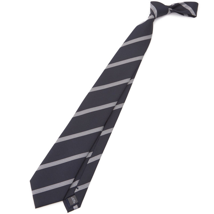 ブラックライン 【BLACK LINE】シルクブレンドストライプネクタイ 7.5cm幅/ネイビー×グレー その他