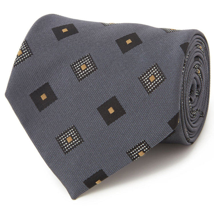 シルバーライン 【SILVER LINE】シルク小紋ネクタイ 8.5cm幅/グレー/Finest fabrics by COMO ITALY その他