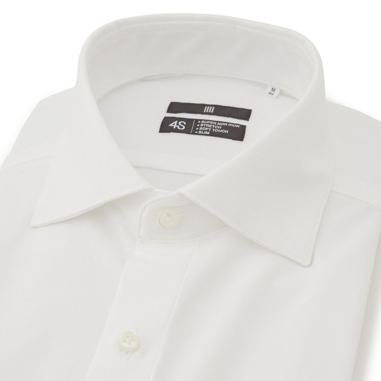 ブラックライン 【BLACK LINE】ワイドカラーワイシャツ/ホワイト/「4S」スーパーノンアイロン・ストレッチ 白