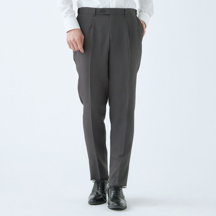 シルバーライン 【CLASSICO TAPERED】【秋冬】スペアパンツ付き/2釦シングルスーツ 1タック/グレー×ストライプ/ウエストムーブ/4S SUSTAINABILITY&ECOLOGY FABRIC/※パンツ裾上げ済仕様 グレー中間