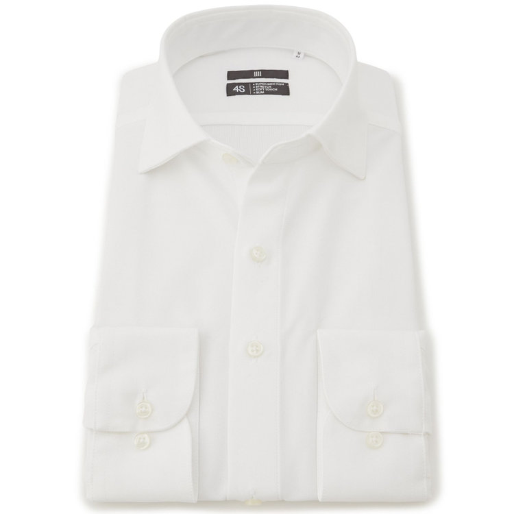 ブラックライン 【BLACK LINE】ワイドカラーワイシャツ/ホワイト/「4S」スーパーノンアイロン・ストレッチ 白