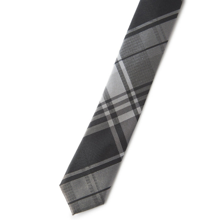 ブラックライン 【BLACK LINE】シルクブレンドチェックネクタイ 7.5cm幅/グレー その他