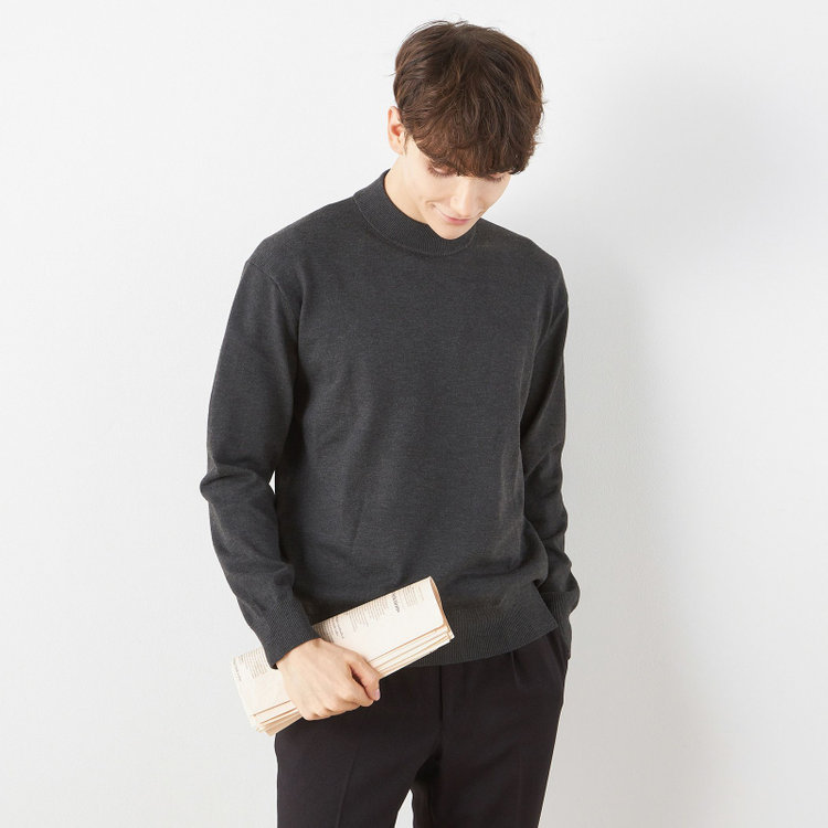 スーツセレクト 【RBC】BIZ KNIT モックネック/グレー グレー濃色
