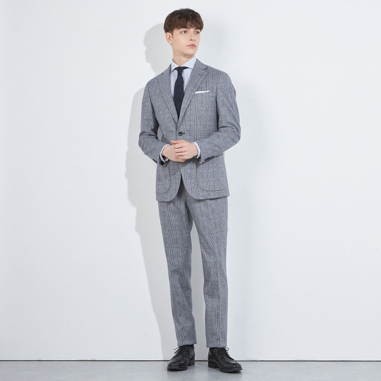 シルバーライン 【5DAYS CLOSET】【RBC】【秋冬】1タックテーパードパンツ/ブルーグレー×チェック/ウエストムーブ/※裾上げ必要 青中間