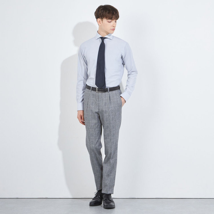 シルバーライン 【5DAYS CLOSET】【RBC】【秋冬】1タックテーパードパンツ/ブルーグレー×チェック/ウエストムーブ/※裾上げ必要 青中間