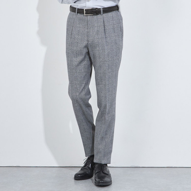 シルバーライン 【5DAYS CLOSET】【RBC】【秋冬】1タックテーパードパンツ/ブルーグレー×チェック/ウエストムーブ/※裾上げ必要 青中間