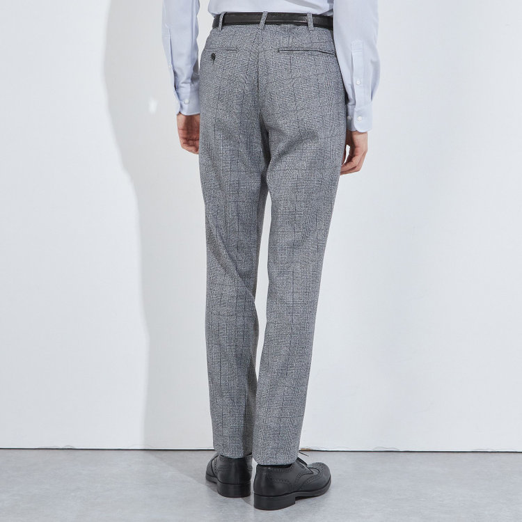 シルバーライン 【5DAYS CLOSET】【RBC】【秋冬】1タックテーパードパンツ/ブルーグレー×チェック/ウエストムーブ/※裾上げ必要 青中間