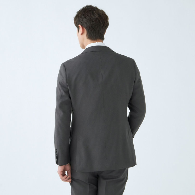 シルバーライン 【CLASSICO TAPERED】【秋冬】スペアパンツ付き/2釦シングルスーツ 1タック/グレー×ストライプ/ウエストムーブ/4S SUSTAINABILITY&ECOLOGY FABRIC/※パンツ裾上げ済仕様 グレー中間