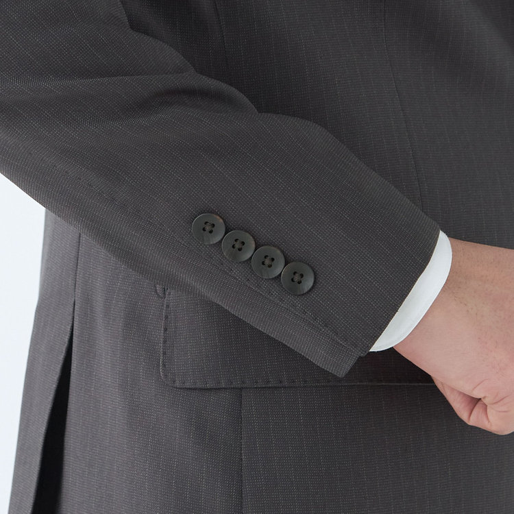シルバーライン 【CLASSICO TAPERED】【秋冬】スペアパンツ付き/2釦シングルスーツ 1タック/グレー×ストライプ/ウエストムーブ/4S SUSTAINABILITY&ECOLOGY FABRIC/※パンツ裾上げ済仕様 グレー中間