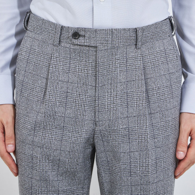 シルバーライン 【5DAYS CLOSET】【RBC】【秋冬】1タックテーパードパンツ/ブルーグレー×チェック/ウエストムーブ/※裾上げ必要 青中間