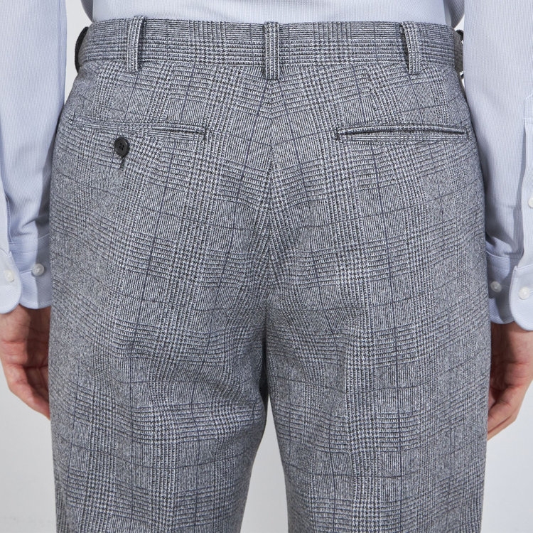 シルバーライン 【5DAYS CLOSET】【RBC】【秋冬】1タックテーパードパンツ/ブルーグレー×チェック/ウエストムーブ/※裾上げ必要 青中間