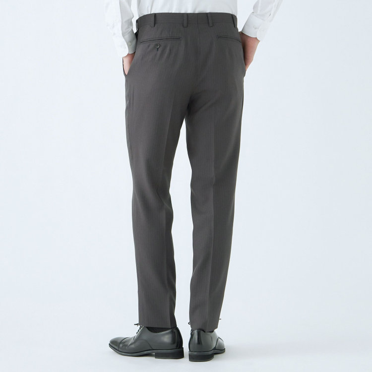 シルバーライン 【CLASSICO TAPERED】【秋冬】スペアパンツ付き/2釦シングルスーツ 1タック/グレー×ストライプ/ウエストムーブ/4S SUSTAINABILITY&ECOLOGY FABRIC/※パンツ裾上げ済仕様 グレー中間