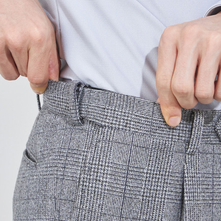 シルバーライン 【5DAYS CLOSET】【RBC】【秋冬】1タックテーパードパンツ/ブルーグレー×チェック/ウエストムーブ/※裾上げ必要 青中間