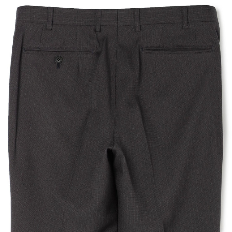 シルバーライン 【CLASSICO TAPERED】【秋冬】スペアパンツ付き/2釦シングルスーツ 1タック/グレー×ストライプ/ウエストムーブ/4S SUSTAINABILITY&ECOLOGY FABRIC/※パンツ裾上げ済仕様 グレー中間