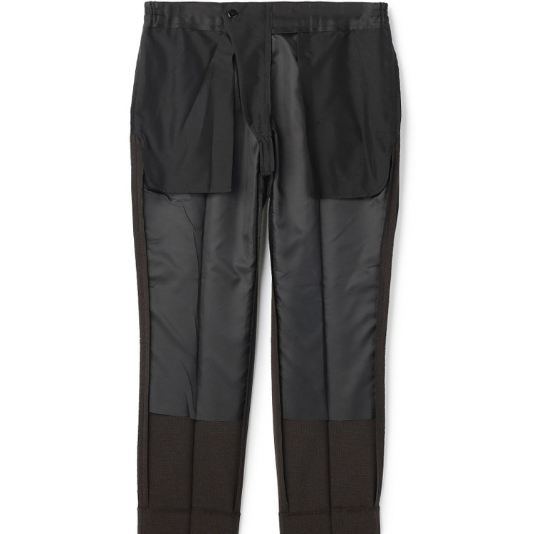 ブラックライン 【SLIM TAPERED_2】【春夏】2釦シングルスーツ 0タック/ブラウン&ブラック×ハウンドトゥース/ウエストシャーリング/4S SUSTAINABILITY&ECOLOGY FABRIC/※パンツ裾上げ済仕様 茶濃色