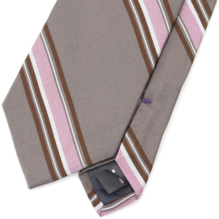 シルバーライン 【SILVER LINE】シルクストライプネクタイ 8.0cm幅/ブラウン×ダークブラウン×ピンク その他