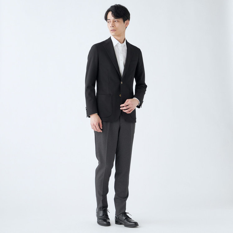 シルバーライン 【RBC】【秋冬】2釦シングルジャケット/ブラック×ソリッド/パッチポケット/メタル釦 黒